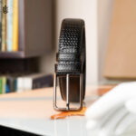 Marc Formal Leather Belt Pati Black Round