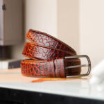 Marc Casual Leather Belt Croco Chocolate - Image 2