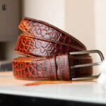 Marc Casual Leather Belt Croco Chocolate - Image 3