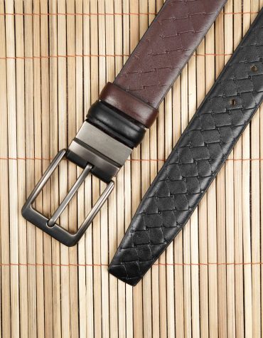 Axel Cross Line Pattern Belt - Dual Tone Moving Brockless